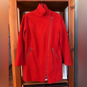 Old Navy Women's Red/Orange Coat with Asymmetrical Zip